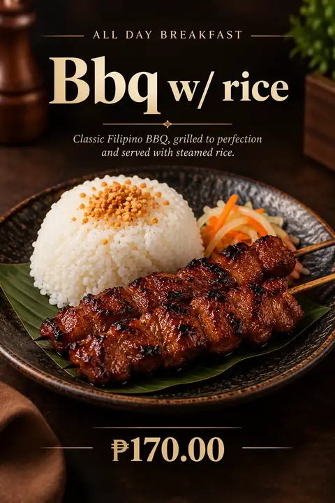BBQ w/ Rice menu poster