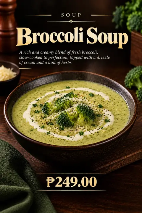 Broccoli Soup menu poster