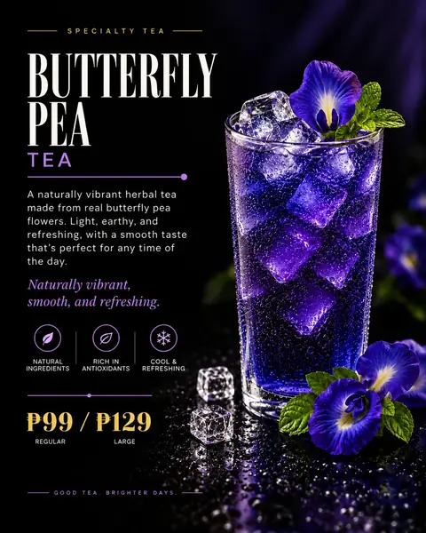 Butterfly Pea Tea menu poster