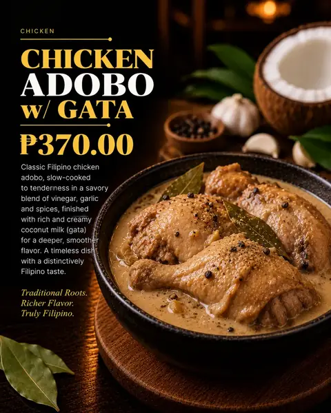 Chicken Adobo w/ Gata menu poster