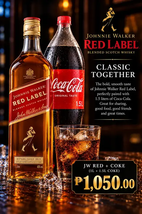 Johnnie Walker Red Label + Coke menu poster