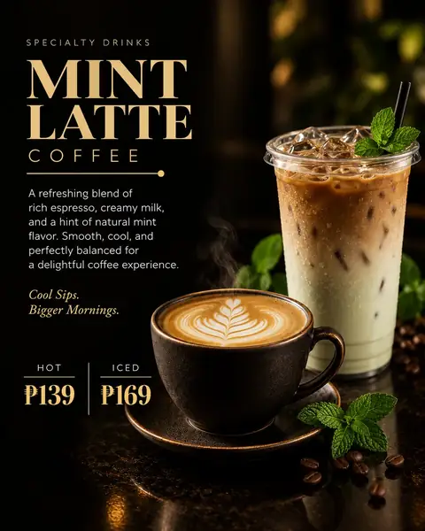 Mint Latte menu poster
