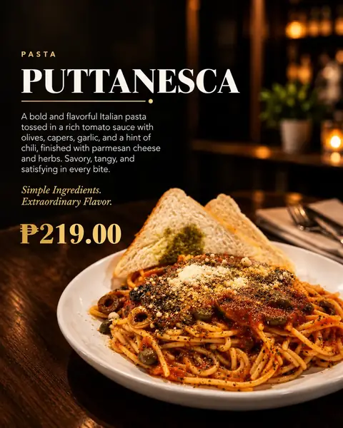 Puttanesca menu poster