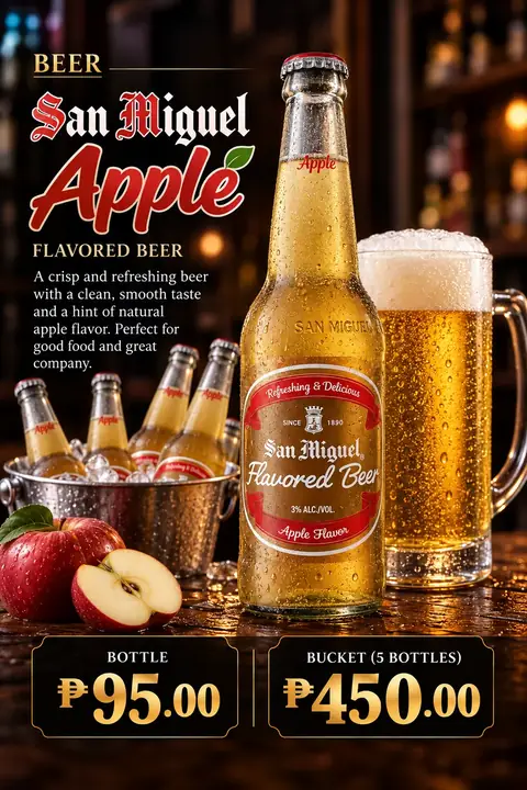 San Miguel Apple menu poster