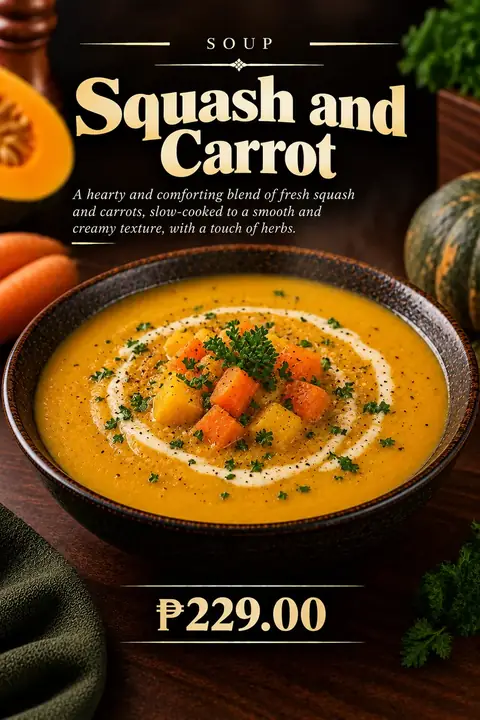 Squash and Carrot menu poster