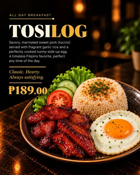 Tosilog menu poster