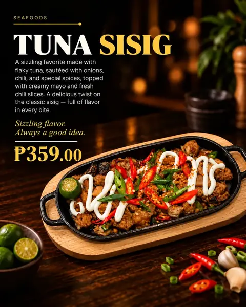 Tuna Sisig menu poster