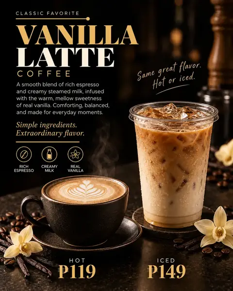 Vanilla Latte menu poster